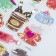 The plastic sticker is voluminous with glitter "drinks/desserts" gold/silver mix
