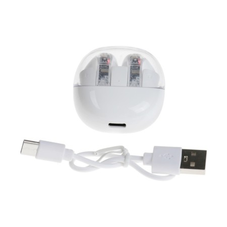 Wireless headphones R20, TWS, inserts, BT 5.3, 30/200 mAh, noise reduction, white-6