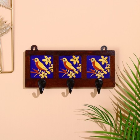 Hanger "birds" wood, 17*4*12cm, 3 hook mix