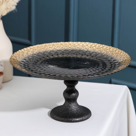 Serving dish "Baroque", d = 28 cm, on the leg, black color with gold
