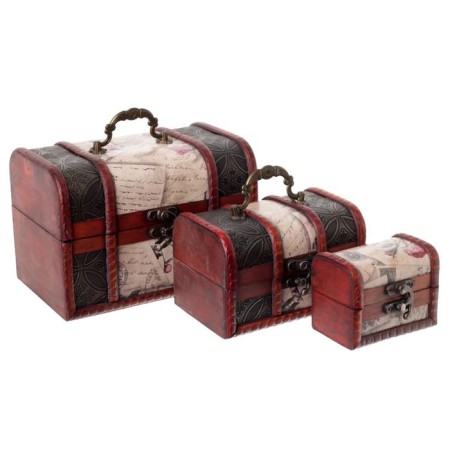 Casket wood chest (set 3 pcs) "Expedition" 9x6x7 cm; 14x9.5x9 cm; 19x13x13 cm-6
