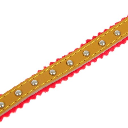 The collar is decorated with synthetic winterizer, with bells, 28 x 1 cm, yellow-3