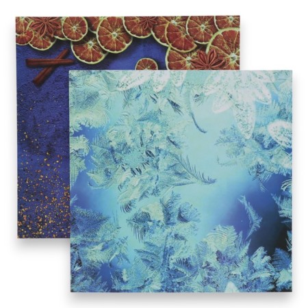 Photophone bilateral cardboard density 350 g "Frosty pattern and orange" 50x50 cm