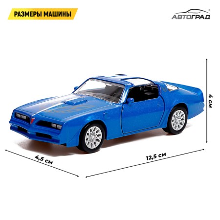 Metal machine Pontiac Firebird, 1:32, doors, inertia, blue color open-1