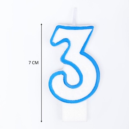 Candle for cake the number "3", tone rim, 7 cm, mix-4