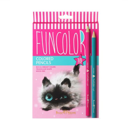 Pencils of 18 colors BrunovisConti. Funcolor, plastic, three -sided, mix-11