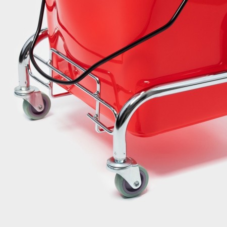 The harvester is simultaneous with vertical and net, red bucket 25 liters, chrome frame-1