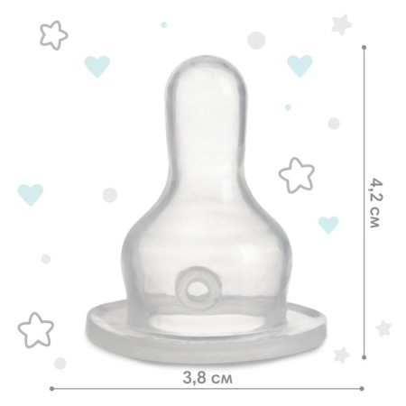Nipple for a bottle, +3 months, 2pcs +1pc gift, medium stream, throat 35mm-2