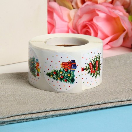Stickers in the roll "Christmas trees", 500 pcs, 3.8 x 3.8 cm-3