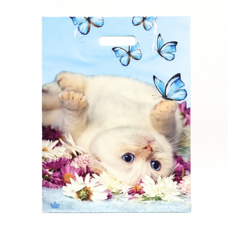 Package "Creamy Cat", polyethylene with a cut pen, 30x40 cm, 60 μm