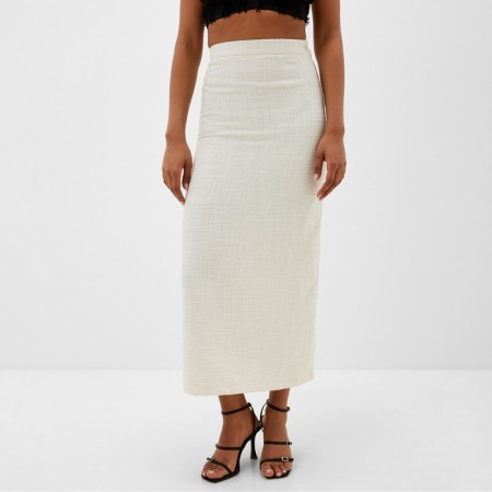 Maxi skirt Women's tweed MIST R.46, Milk
