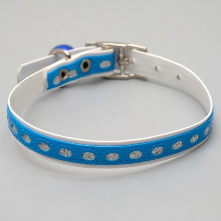 A collar of artificial leather with sparkles, 32 x 1 cm, mix of flowers-1