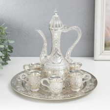 Set of wine jug, 6 glasses and tray 
