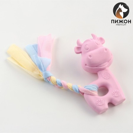 Premium chewing pier toy "Cow", 10.5 x 6.5 x 3.5 cm, pink