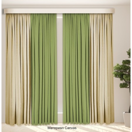 Set of curtains "Canvas", size 200x250 cm, 2 pcs, olive color, light beige-4