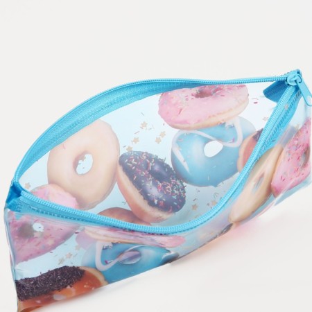 Cosmetic bag-penete on zipper, PVC, blue color-2