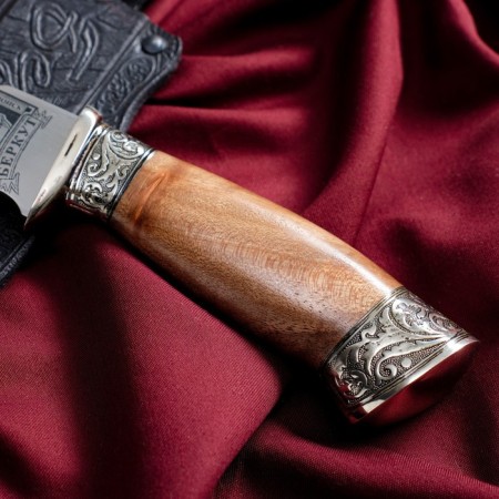 Caucasian knife, tourist "Golden Eagle" with scabbard, guard, steel - 40x13, 15 cm-2