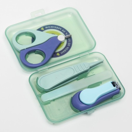 Children's manicure set (scissors, kniper, saw, tweezers), blue color-1