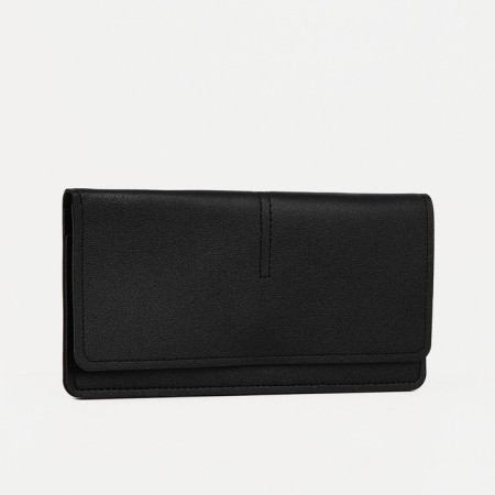 Women's wallet on the button, black color