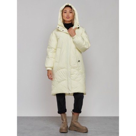 Coat insulated winter female, size 42, color light yellow-5