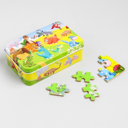 Puzzle according to the numbers "Dinosaurs", 60 pcs., 8x12.5x4 cm