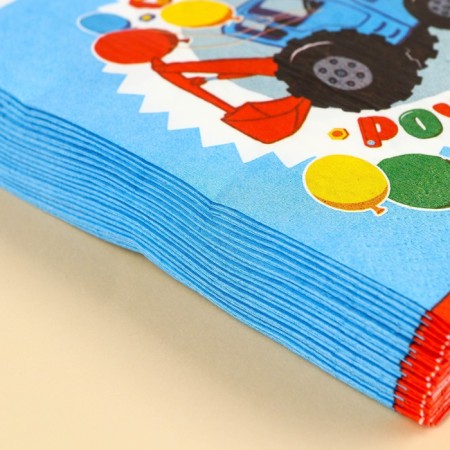 Paper napkins "Happy birthday" Blue Tractor, 33x33 cm, 20 pcs., 3 stiff-4
