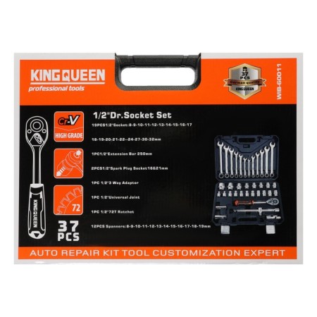 Car tools Kingqueen Wib-60011, 72 teeth, 1/2, 37 items-4