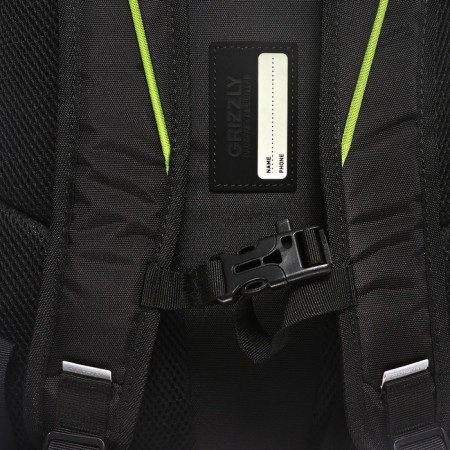 Youth backpack, 42 ​​x 31 x 22 cm, Grizzly 338, ergonomic back, laptop compartment, black/yellow RU-338-4_1-7