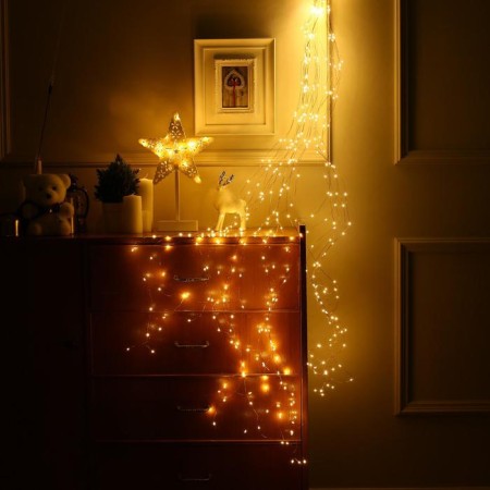 Girlynda "Horse tail" 20 threads of 2 m, IP20, copper thread, 400 LED, warm white glow, 12 V-2