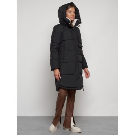 Coat insulated winter female, size 52, black color-6