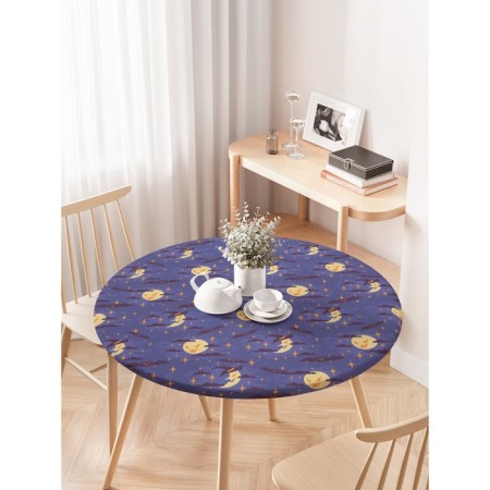 The tablecloth on the table “Cunning Moon and Month”, round, oxford, elastic band, size 120x120 cm, diameter 75-100 cm-2
