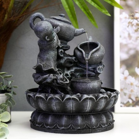 Table fountain with backlight "Little Buddha with a teapot" 25x19.5x19.5 cm-1
