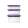 A set of plastic containers with an overwhelm Oursson, sweet plum