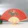 Fan Bamboo, Textile H = 23 cm "Ventka with roses" red, with a brush