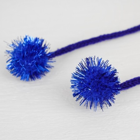 Decorative element on the rope 2 balls with brilliance, d = 2 cm, set 8 pcs., Blue color-2