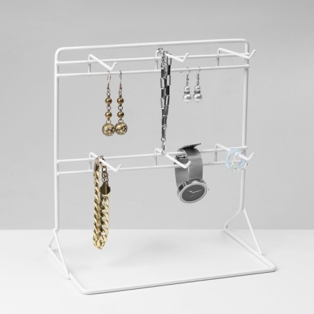 Stand for jewelry "Standing table", 6 hooks 9 cm, 25 × 15 × 26.5 cm, white color-2