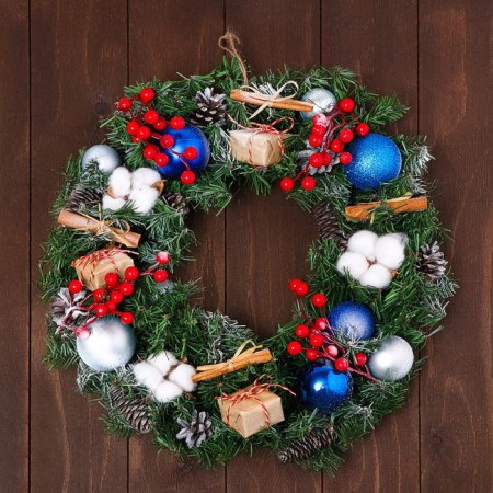Festive wreath "Frosty morning", 45 cm, handmade