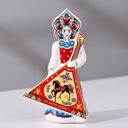 Сувенир кукла "С балалайкой", 12 см, керамика-1
