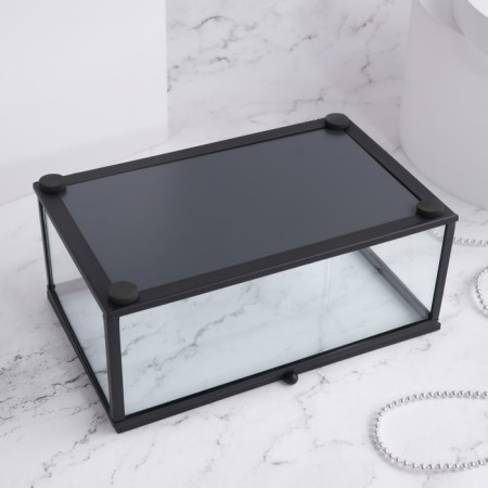 Organizer for storage, 1 section, with a lid, glass, with a mirror base, 17 × 10.5 cm, the color is transparent/black-6