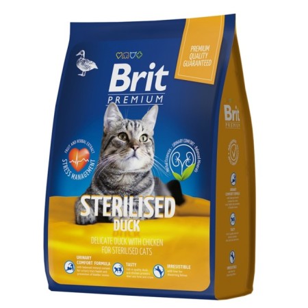 Dry food Brit Premium Cat Duck & Chicken for sterilized cats, duck and chicken, 400 g