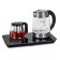 Tea kit KitFort KT-6608, glass, 1.7/1 l, 2200 watts, adjustment t °, display, black
