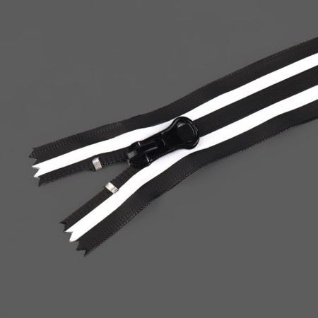 Lightning "Spiral", No. 7, non -resistant, waterproof, with a reflective tape, castle machine, 18 cm, black/gray color-1