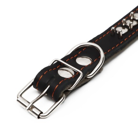 Collar combined leather/tarpaulin "Hedgehog", 55 x 2.5 cm, Osh 35-45 cm, black-4
