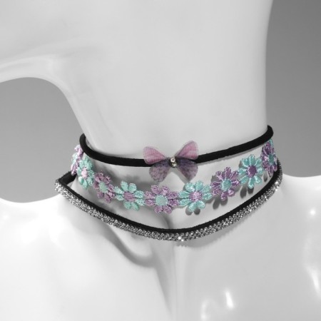 Choker "Trio" flowers and bow (set of 3 pcs.), Color, 32 cm-1