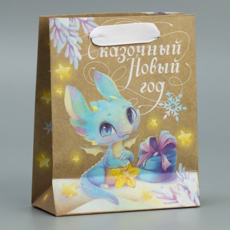 Craft vertical “Dragosh” package, S 12 x 15 x 5.5 cm, New Year-2