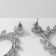 Earrings with rhinestones "flash" oval in the leaves, white color in silver