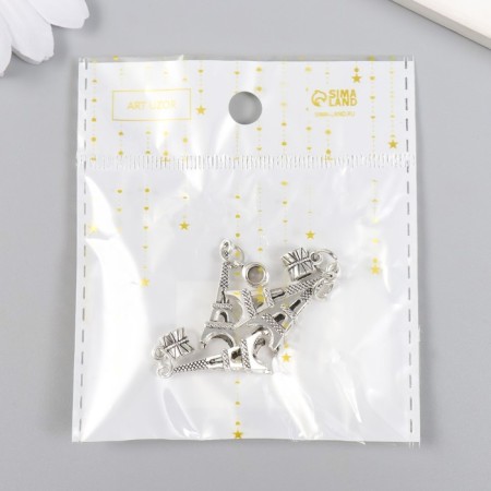 Bale with a suspension metal for the creativity "Eiffel Tower" silver 3.6 cm-3