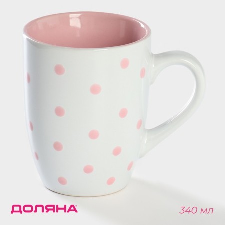 Mug ceramic shares "peas", 340 ml, pink color