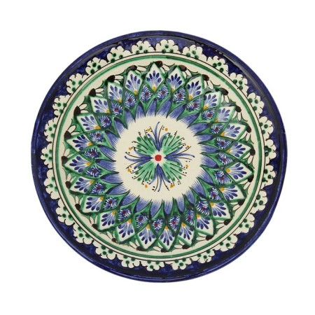 Plate of the Rishtan ceramics "Flowers", blue, flat, 15 cm, mix-3