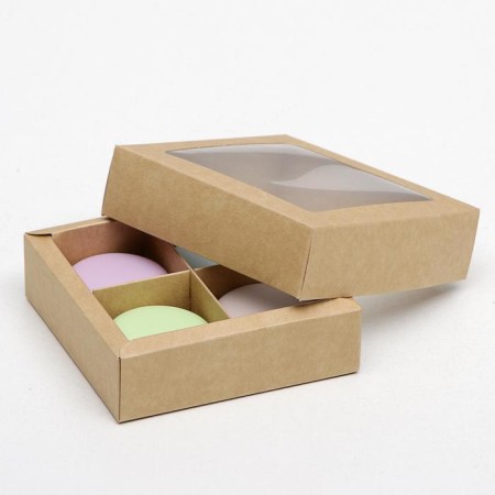 Box for sweets with a window, craft 12.5 x 12.5 x 3.5 cm-3